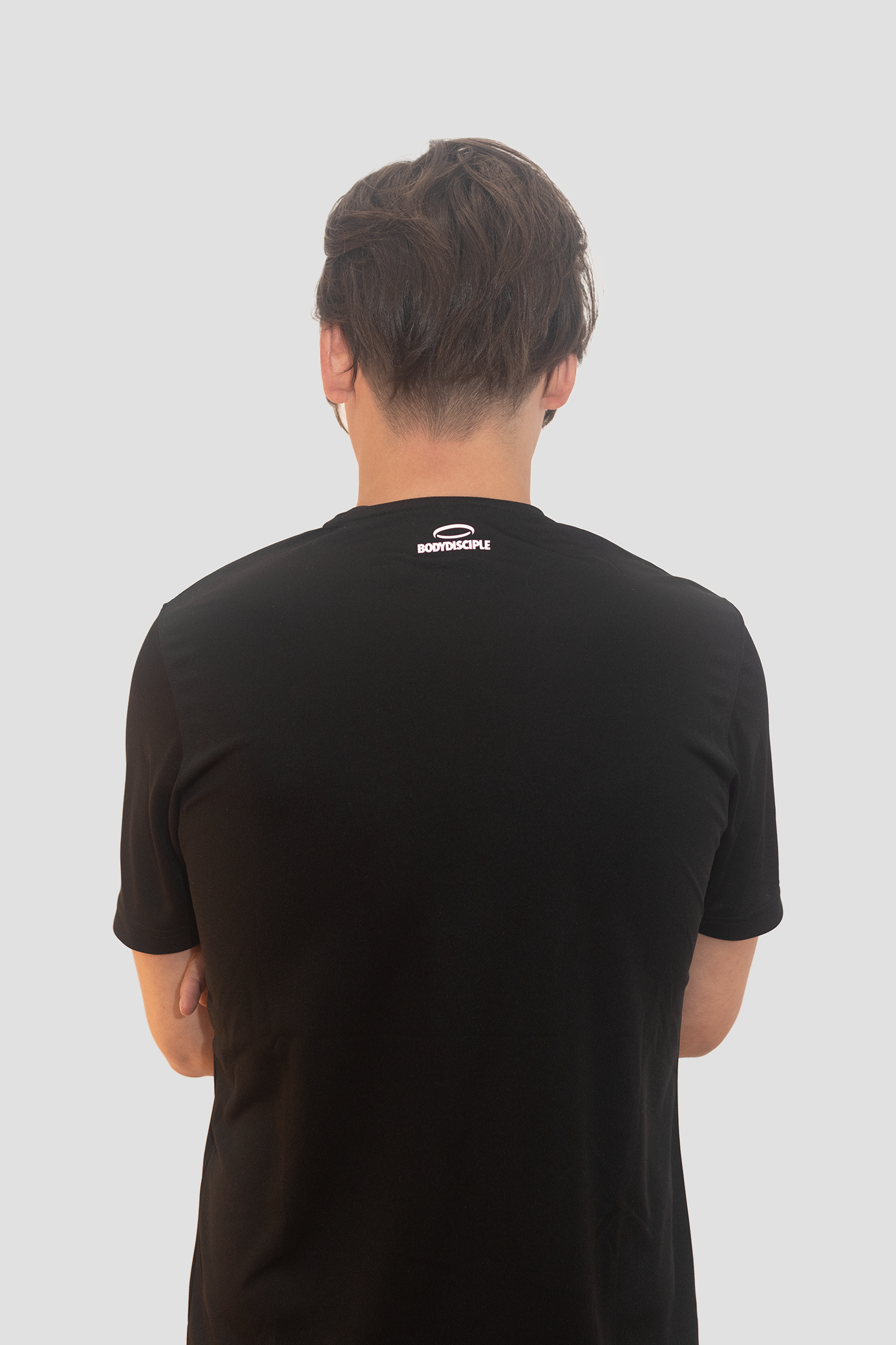 Black Men's Wicking Sports Tee by BodyDisciple for comfortable workouts and active wear