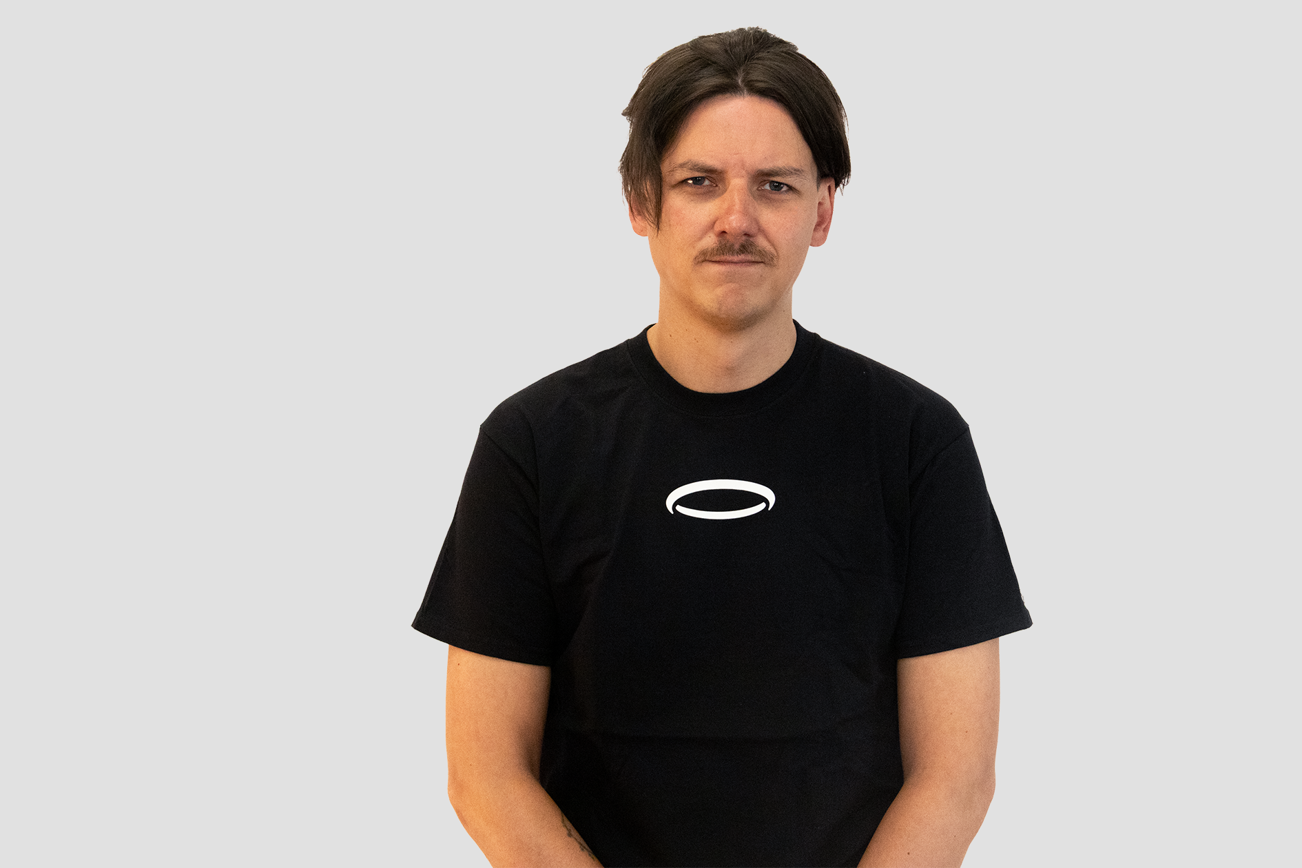 Men's Big Halo athletic shirt in black featuring a simple logo design