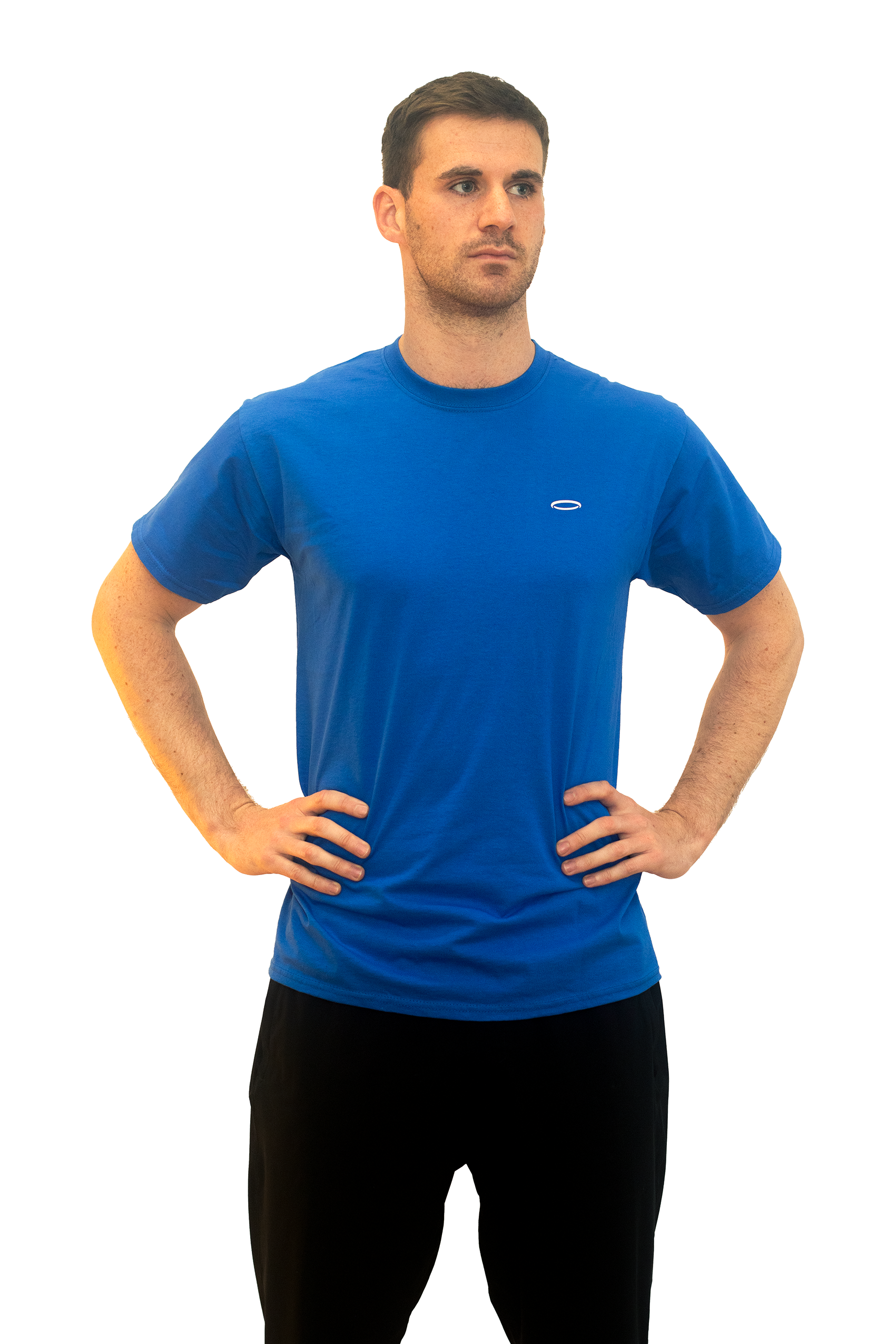 BodyDisciple Mens Blue Halo T-shirt for fitness with a comfortable fit for workouts