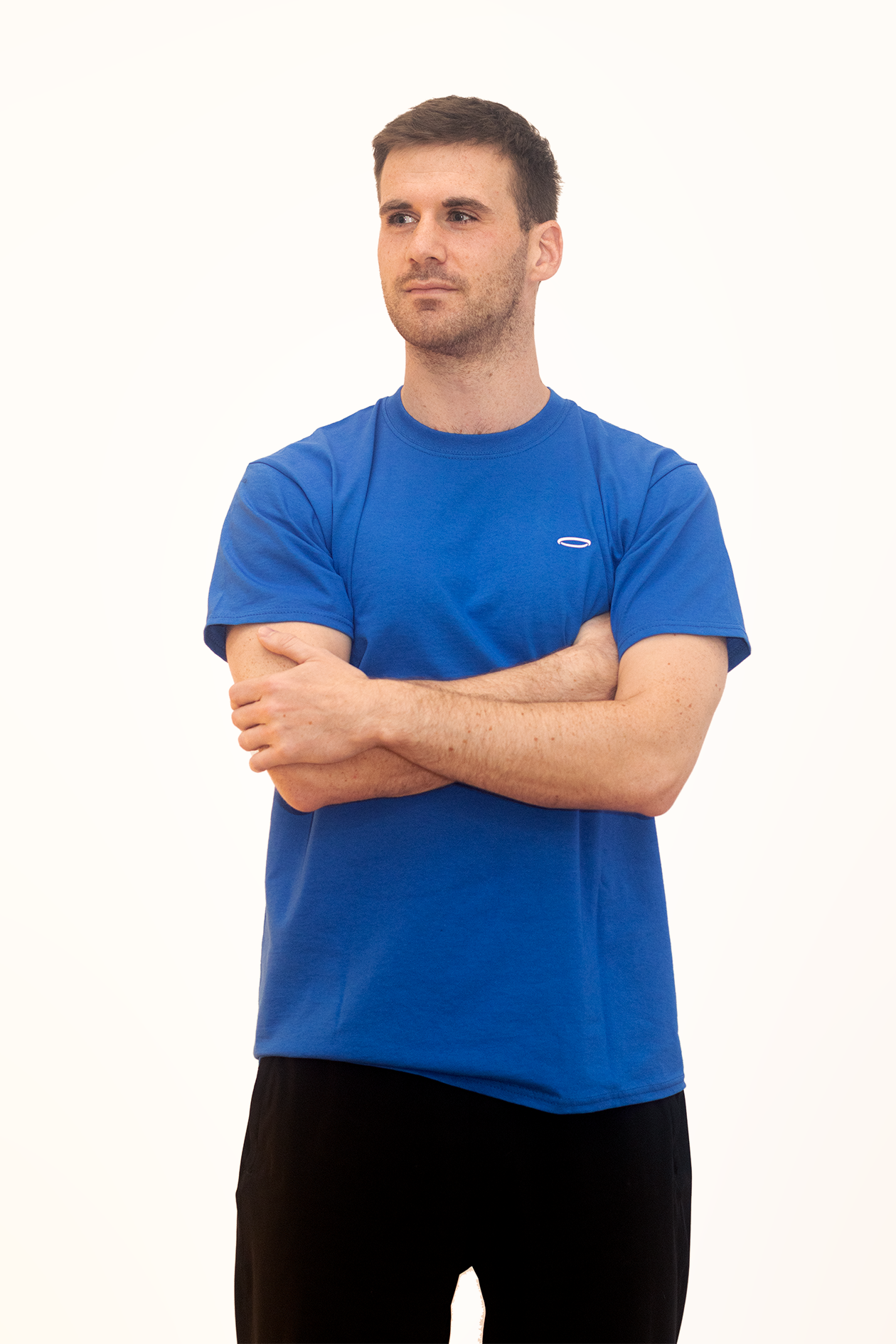 Men's blue Halo T-shirt for fitness with a comfortable fit and soft fabric
