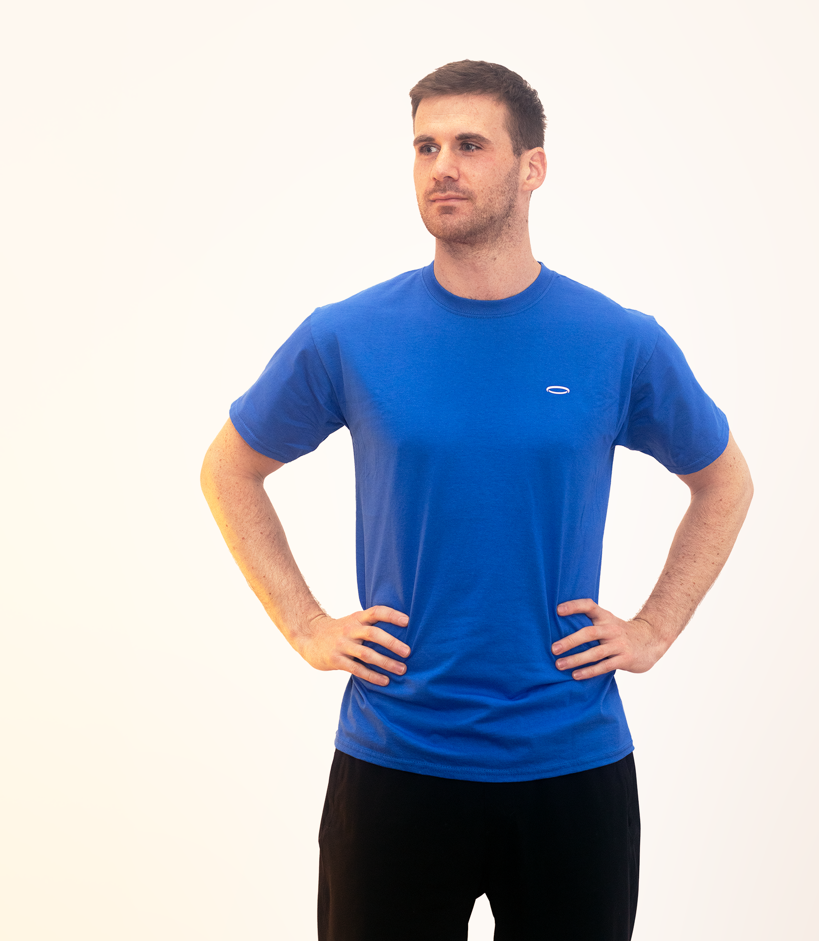 Blue Bodydisciple Halo T-shirt for fitness designed for comfort and active wear