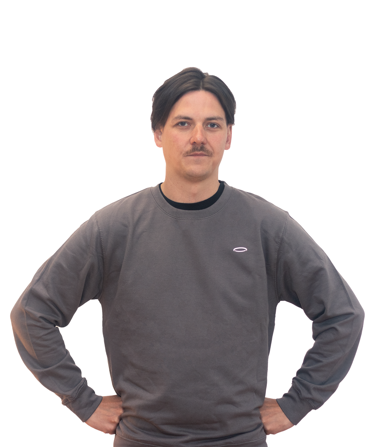 Men's Stone Sweatshirt in gray from BodyDisciple with a classic fit and logo detailing
