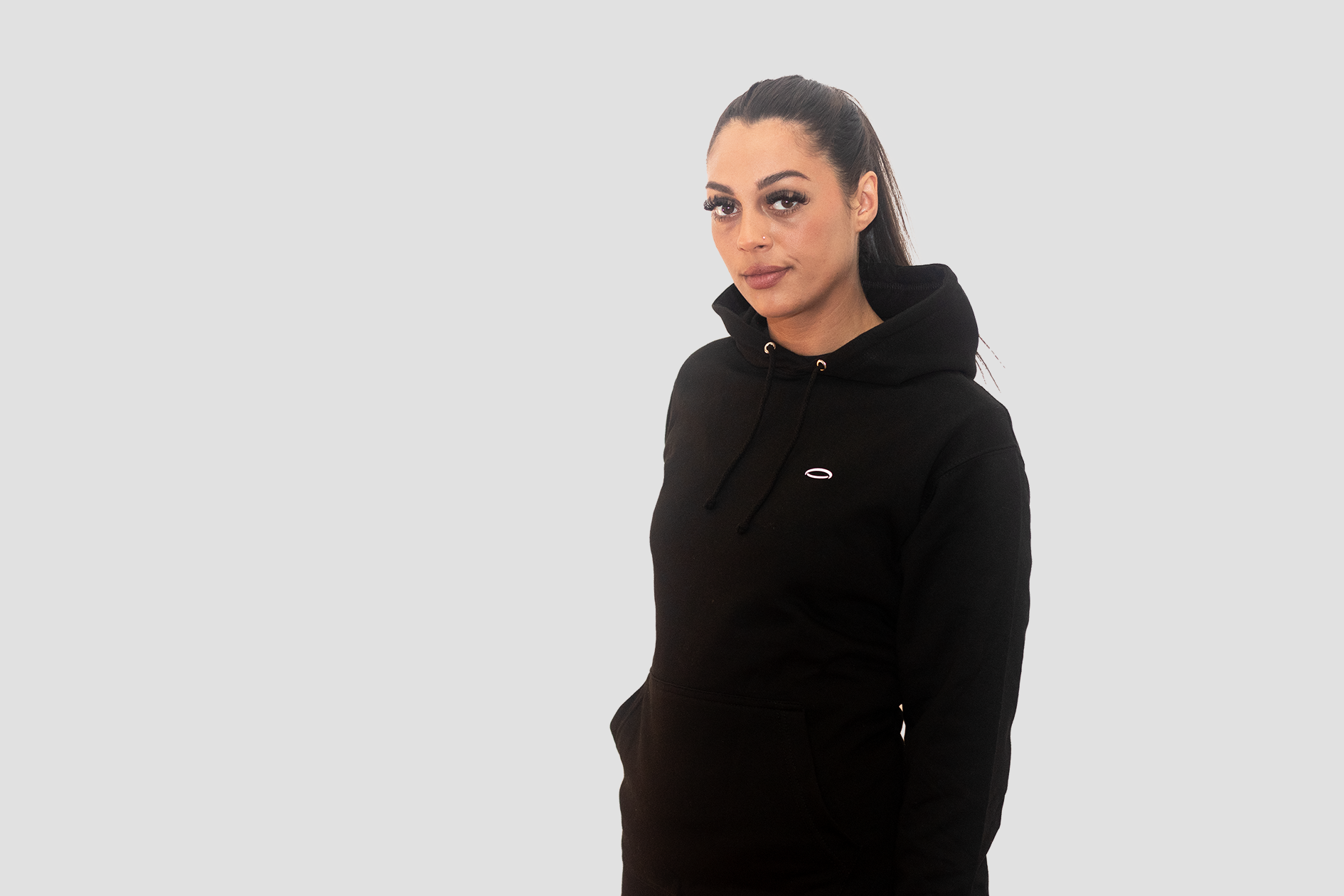BodyDisciple women's black hoodie sportswear with a comfortable fit and stylish design